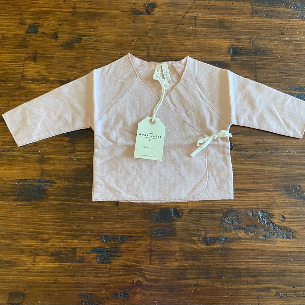 NWT Gray Label Crossover Top Tie Enclosure In VTG Pink Baby Cardigan 3-6 Months